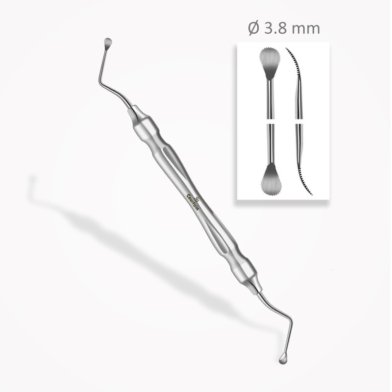 Curettes osseuses Lucas ⌀ 3,8 mm bords dentelés Curettes osseuses Lucas ⌀ 3,8 mm bords dentelés