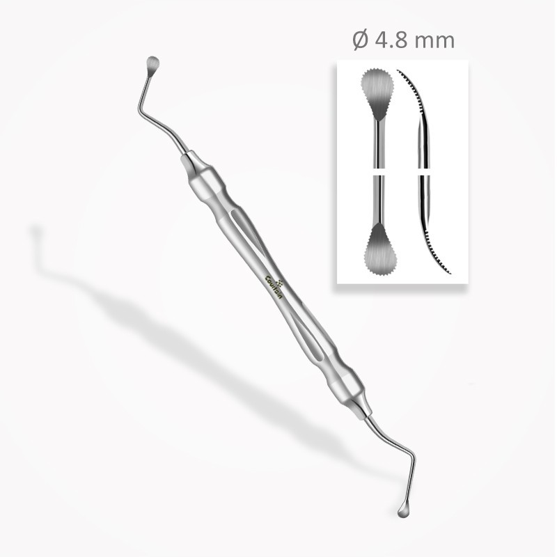 Curettes osseuses Lucas ⌀ 4,8 mm bords dentelés Curettes osseuses Lucas ⌀ 4,8 mm bords dentelés