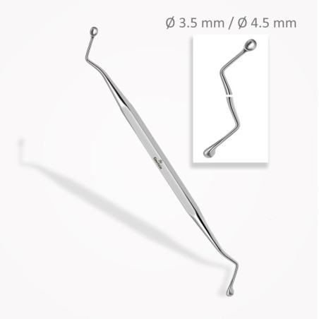 Curette osseuse  JANSEN  double extrémité ⌀ 3,5 mm / ⌀ 4,5 mm