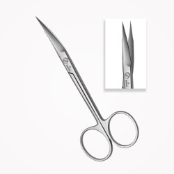 Ciseaux chirurgicaux, STEVENS, 11 cm, Lames tranchantes des deux côtés, Courbés, Une lame dentelée