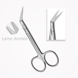 Ciseaux à gencives, WAGNER, 11,5 cm, Lames tranchantes des deux côtés, Angulés