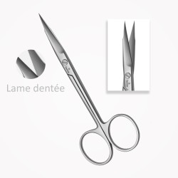 Ciseaux chirurgicaux, STEVENS, 11 cm, Lames tranchantes des deux côtés, Droits, Une lame dentelée